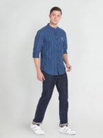 U.S. Polo Assn. Denim Co. Vertical Striped Pure Cotton Slim Fit Casual Shirt