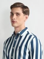 U.S. Polo Assn. Denim Co. Vertical Stripes Spread Collar Slim Fit Cotton Casual Shirt