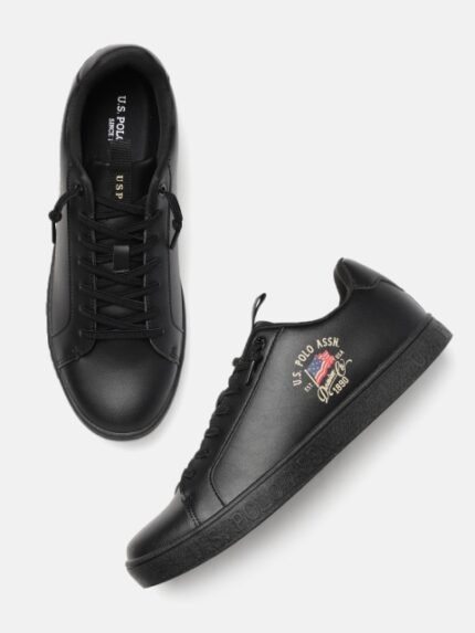 U.S. Polo Assn. Men Black Solid Sneakers