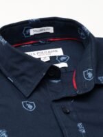 U.S. Polo Assn. Men Navy Blue Tailored Fit Printed Pure Cotton Casual Shirt