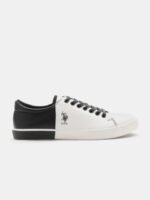 U.S. Polo Assn. Men White & Black Colourblocked PANAL Sneakers