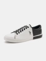 U.S. Polo Assn. Men White & Black Colourblocked PANAL Sneakers