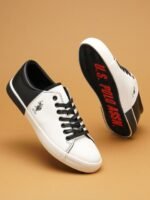 U.S. Polo Assn. Men White & Black Colourblocked Sneakers