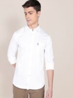 U.S. Polo Assn. Men White Pure Cotton Evening Satin Shirt