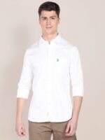 U.S. Polo Assn. Men White Pure Cotton Evening Satin Shirt