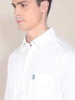 U.S. Polo Assn. Men White Pure Cotton Evening Satin Shirt