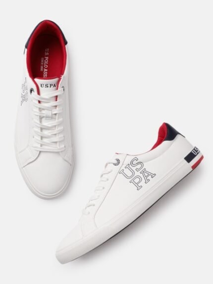 U.S. Polo Assn. Men White Ramus Printed Sneakers