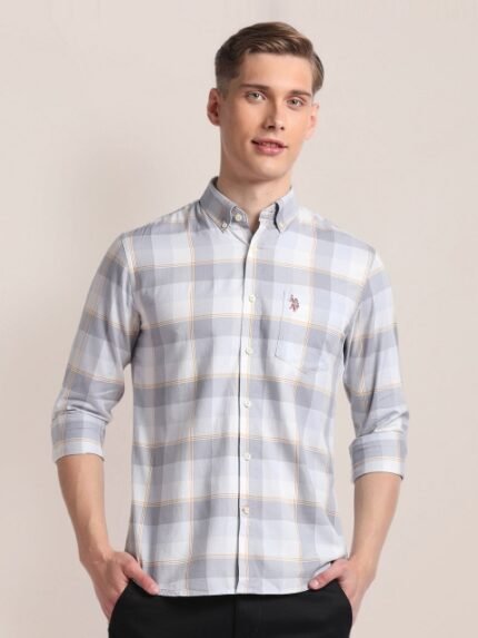 U.S. Polo Assn. Plaid Printed Button-Down Collar Pure Cotton Casual Shirt