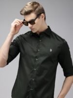 U.S. Polo Assn. Pure Cotton Satin finish Tailored Fit Opaque Casual Shirt