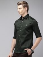 U.S. Polo Assn. Pure Cotton Satin finish Tailored Fit Opaque Casual Shirt