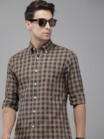 U.S. Polo Assn. Pure Cotton Tailored Fit Gingham Checks Opaque Casual Shirt