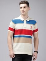 U.S. Polo Assn. Striped Polo Collar Pure Cotton Slim Fit T-shirt