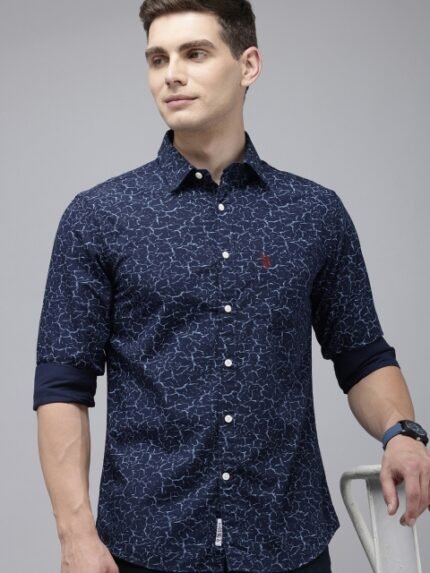 U.S. Polo Assn. Tailored Fit Opaque Printed Pure Cotton Casual Shirt