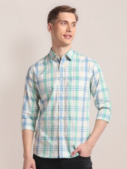 U.S. Polo Assn. Tartan Checked Oxford Weave Pure Cotton Casual Shirt