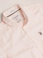 U.S. Polo Assn. Textured Self Design Spread Collar Casual Shirt