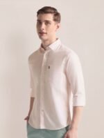 U.S. Polo Assn. Textured Self Design Spread Collar Casual Shirt
