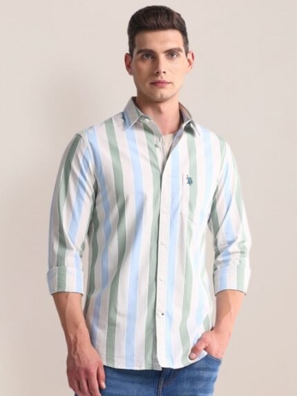 U.S. Polo Assn. Vertical Stripes Tailored Fit Casual Shirt