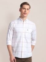 U.S. Polo Assn. Windowpane Checks Button-Down Collar Oxford Cotton Casual Shirt