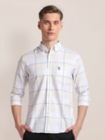 U.S. Polo Assn. Windowpane Checks Checked Spread Collar Cotton Casual Shirt