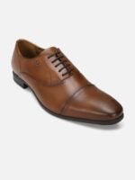 Van Heusen Men Brown Solid Leather Formal Oxford