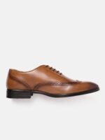 Van Heusen Men Leather Formal Oxfords with Brogue Detail