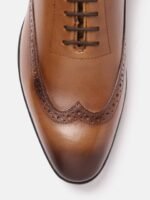 Van Heusen Men Leather Formal Oxfords with Brogue Detail