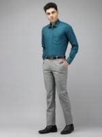 Van Heusen Pure Cotton Self Design Slim Fit Textured Formal Shirt