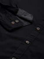 WROGN Men Black Solid Slim Fit Pure Cotton Casual Shirt