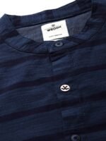 WROGN Men Navy Blue Slim Fit Striped Casual Shirt