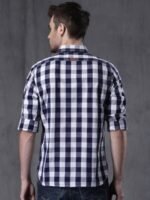 WROGN Men Navy & White Slim Fit Checked Casual Shirt