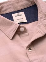 WROGN Men Pink & White Slim Fit Self-Striped Casual Shirt