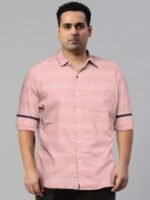 WROGN Men Pink & White Slim Fit Self-Striped Casual Shirt
