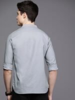 WROGN Men Pure Cotton Solid Band Collar Slim Fit Opaque Casual Shirt