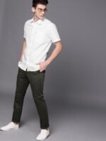 WROGN Men White Slim Fit Solid Casual Shirt