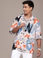 WROGN Pure Cotton Graphic Printed Casual Shirt