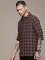 WROGN Pure Cotton Slim Fit Tartan Checked Casual Shirt