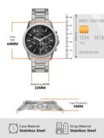 Armani Exchange Men Black Dial & Silver Toned Stainless Steel Bracelet Style Straps Analogue Watch