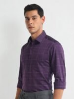 Arrow Slim Fit Windowpane Checks Opaque Checked Cotton Formal Shirt