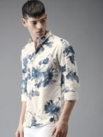 Bene Kleed Men Off-White & Blue Slim Fit Printed Casual Shirt