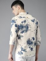 Bene Kleed Men Off-White & Blue Slim Fit Printed Casual Shirt