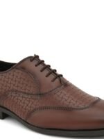 birgos Men Textured Round Toe Lace-Up Formal Oxfords Shoes