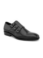 BLUBRD Men Leather Formal Monk Shoes