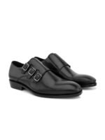 BLUBRD Men Leather Formal Monk Shoes