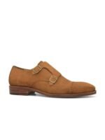 BLUBRD Men Leather Formal Monk Shoes