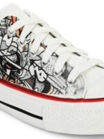 CROWCIA LONDON Men Printed Round Toe Lightweight Canvas Sneakers