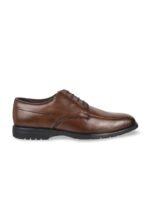 DAVINCHI Men Brown Solid Leather Formal Oxford Shoes