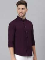 Dennis Lingo Men Purple Slim Fit Casual Shirt