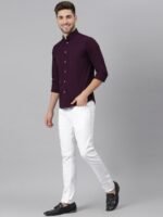 Dennis Lingo Men Purple Slim Fit Casual Shirt