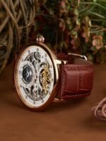 DIOLLO Unisex White Embellished Dial & Brown Leather Textured Straps Analogue Automatic Motion Powered Watch