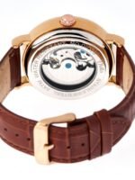 DIOLLO Unisex White Embellished Dial & Brown Leather Textured Straps Analogue Automatic Motion Powered Watch